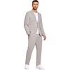 COOFANDY Men’s 2 Piece Linen Suits Set Casual Lightweight Linen Suit Blazer Jacket and Pants(Light Grey)