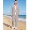 COOFANDY Men’s 2 Piece Linen Suits Set Casual Lightweight Linen Suit Blazer Jacket and Pants(Light Grey)