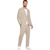 COOFANDY Men’s 2 Piece Linen Suits Set Casual Lightweight Linen Suit Blazer Jacket and Pants(Light Khaki)