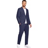 COOFANDY Men’s 2 Piece Linen Suits Set Casual Lightweight Linen Suit Blazer Jacket and Pants(Navy Blue)
