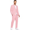 COOFANDY Men’s 2 Piece Linen Suits Set Casual Lightweight Linen Suit Blazer Jacket and Pants(Pink)