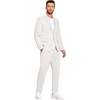 COOFANDY Men’s 2 Piece Linen Suits Set Casual Lightweight Linen Suit Blazer Jacket and Pants(White)