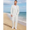COOFANDY Men’s 2 Piece Linen Suits Set Casual Lightweight Linen Suit Blazer Jacket and Pants(White)
