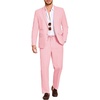 COOFANDY Men’s 2 Piece Linen Suits Set Casual Lightweight Linen Suit Blazer Jacket and Pants(Pink)