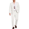 COOFANDY Men’s 2 Piece Linen Suits Set Casual Lightweight Linen Suit Blazer Jacket and Pants(White)