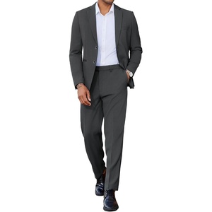 COOFANDY Mens 2 Piece Suits Slim Fit Two Button Blazer Pants Set for Casual Business Wedding(Dark Grey)