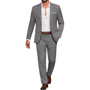 COOFANDY Men’s Suits 2 Piece Classic Fit Casual Suits Set 2 Button Suit(Light Grey)