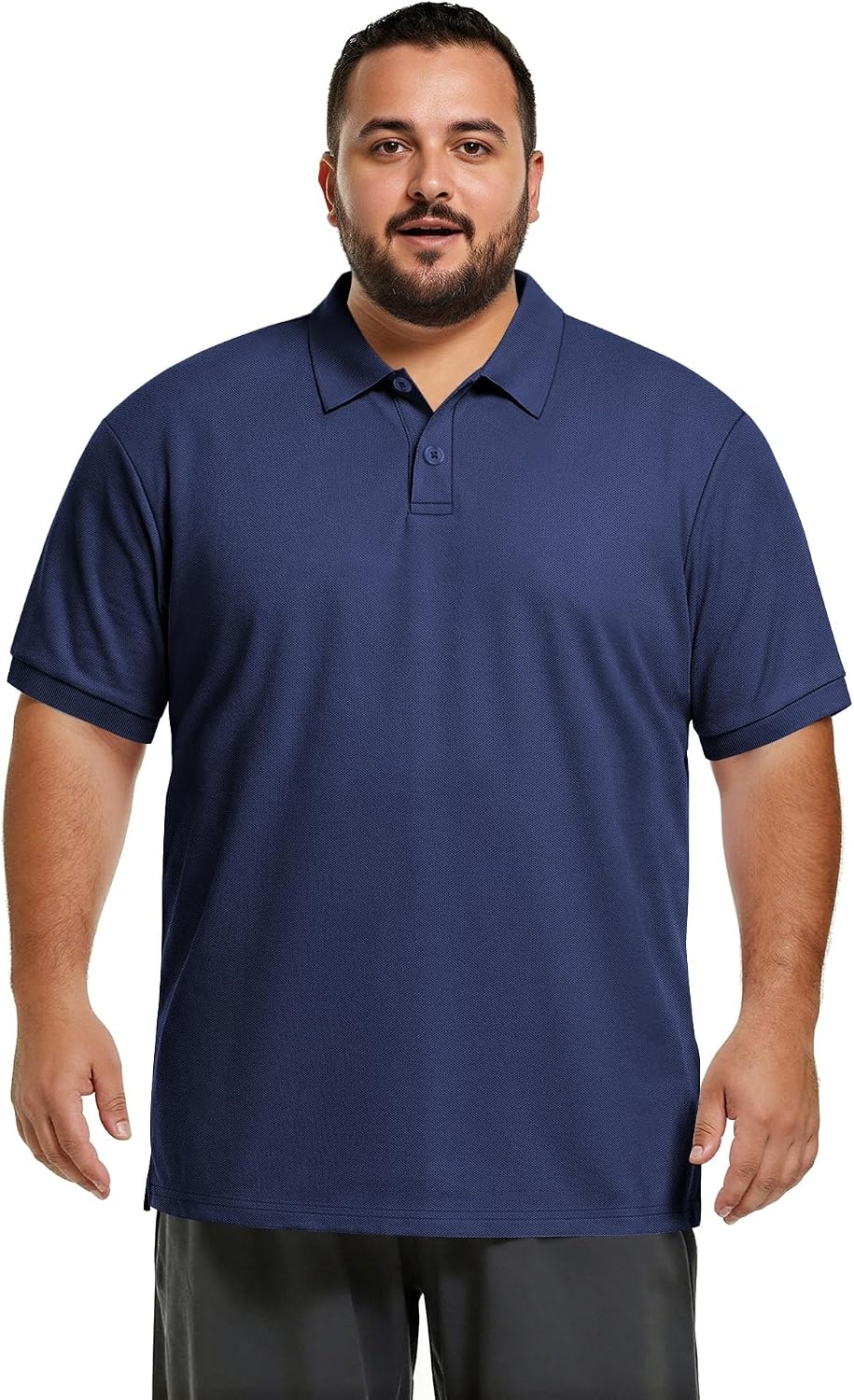 image:imageCOOFANDY Mens Big and Tall Polo Shirt Short Sleeve Cotton Pique Golf Shirt Collared Polo 2 Button Shirt Breathable Oversized Casual Work Office Outdoor Shirt for MenNavy Blue