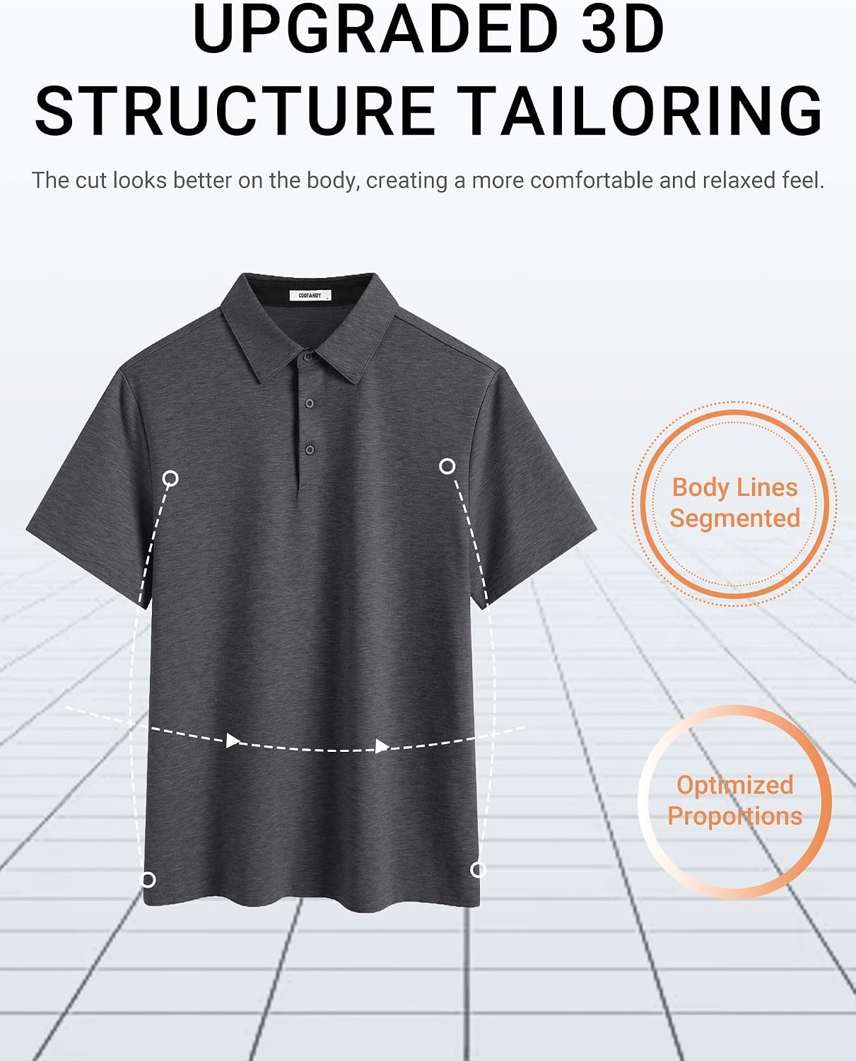 image:imageCOOFANDY Mens Polo Shirts Short Sleeve Casual Summer Polo Tee Collared Tops Button CollarSoft FabricCasual StylishClassic BasicLightweightSummerFashionGolfDark Grey
