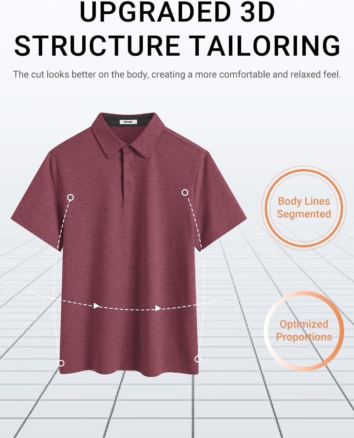 image:imageCOOFANDY Mens Polo Shirts Short Sleeve Casual Summer Polo Tee Collared Tops Button CollarSoft FabricCasual StylishClassic BasicLightweightSummerFashionGolfDark Red