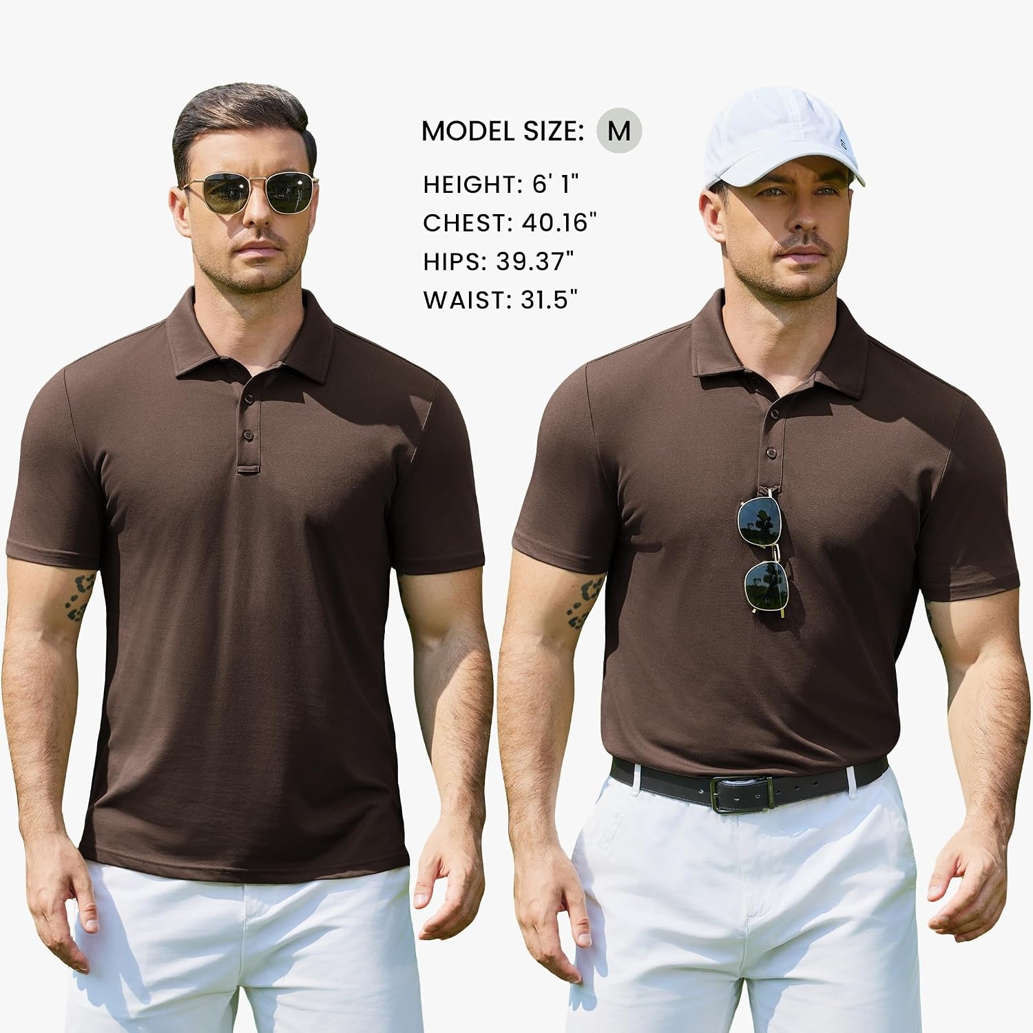 image:imageCOOFANDY Mens Polo Shirts Short Sleeve Golf Shirt Casual Collared TShirts Performance moisture wicking quick dry lightweight breathable stretchy wrinkle resistance versatile regular fitBrown