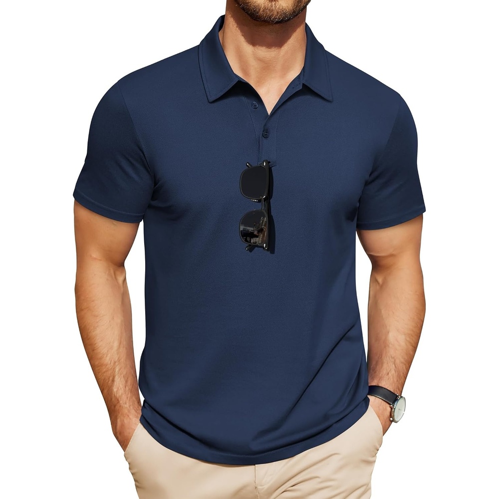 image:imageCOOFANDY Mens Polo Shirts Short Sleeve Golf Shirt Casual Collared TShirts Performance moisture wicking quick dry lightweight breathable stretchy wrinkle resistance versatile regular fitNavy Blue