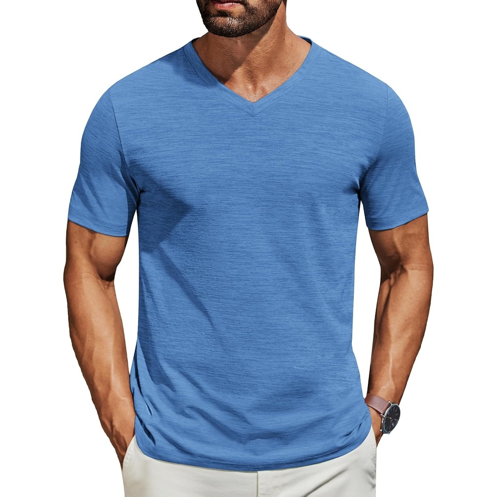 image:imageCOOFANDY Mens T Shirts Short Sleeve Classic V Neck Casual Summer Basic Tee Textured Classic Plain Shirts Soft Lightweight Breathable T Shirt Daily Use Office Going Out Top for MenBlue