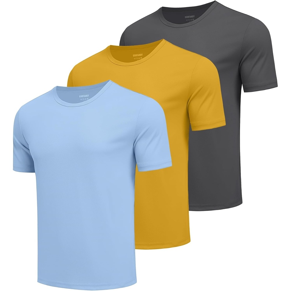 image:imageCOOFANDY Mens Workout TShirts 3 Pack Quick Dry Athletic TShirts  Moisture Wicking Athletic Shirts Crew Neck Running Gym Casual Sports Tees Tops BulkBreathableZdeep GreyYellowBlue3 Pack