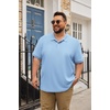 COOFANDY Men’s Big and Tall Polo Shirt Short Sleeve Cotton Pique Golf Shirt | Collared Polo, 2 Button Shirt, Breathable, Oversized, Casual, Work, Office, Outdoor Shirt for Men(Light Blue)