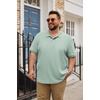 COOFANDY Men’s Big and Tall Polo Shirt Short Sleeve Cotton Pique Golf Shirt | Collared Polo, 2 Button Shirt, Breathable, Oversized, Casual, Work, Office, Outdoor Shirt for Men(Light Green)