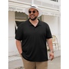COOFANDY Men’s Big and Tall Polo Shirt Short Sleeve Cotton Pique Golf Shirt | Collared Polo, 2 Button Shirt, Breathable, Oversized, Casual, Work, Office, Outdoor Shirt for Men(Black)
