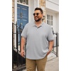 COOFANDY Men’s Big and Tall Polo Shirt Short Sleeve Cotton Pique Golf Shirt | Collared Polo, 2 Button Shirt, Breathable, Oversized, Casual, Work, Office, Outdoor Shirt for Men(Light Grey)