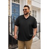COOFANDY Men’s Big and Tall Polo Shirt Short Sleeve Cotton Pique Golf Shirt | Collared Polo, 2 Button Shirt, Breathable, Oversized, Casual, Work, Office, Outdoor Shirt for Men(Black)