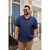 COOFANDY Men’s Big and Tall Polo Shirt Short Sleeve Cotton Pique Golf Shirt | Collared Polo, 2 Button Shirt, Breathable, Oversized, Casual, Work, Office, Outdoor Shirt for Men(Navy Blue)