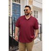 COOFANDY Men’s Big and Tall Polo Shirt Short Sleeve Cotton Pique Golf Shirt | Collared Polo, 2 Button Shirt, Breathable, Oversized, Casual, Work, Office, Outdoor Shirt for Men(Dark Red)