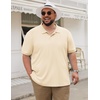 COOFANDY Men’s Big and Tall Polo Shirt Short Sleeve Cotton Pique Golf Shirt | Collared Polo, 2 Button Shirt, Breathable, Oversized, Casual, Work, Office, Outdoor Shirt for Men(Beige)