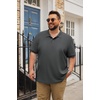 COOFANDY Men’s Big and Tall Polo Shirt Short Sleeve Cotton Pique Golf Shirt | Collared Polo, 2 Button Shirt, Breathable, Oversized, Casual, Work, Office, Outdoor Shirt for Men(Dark Grey)