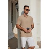 COOFANDY Men’s Casual Henley Shirt Short Sleeve Cotton Band Collar Shirt | Breathable cotton pique fabric, band collar, 3-button placket; pairs with jeans or shorts for casual & beach wear(Khaki)