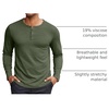 COOFANDY Mens Henley Shirt Long Sleeve Casual Stretch Solid T-Shirts Fashion Pullover Lightweight Fall Tops(Army Green)