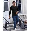 COOFANDY Mens Henley Shirt Long Sleeve Casual Stretch Solid T-Shirts Fashion Pullover Lightweight Fall Tops(Black)