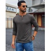 COOFANDY Mens Henley Shirt Long Sleeve Casual Stretch Solid T-Shirts Fashion Pullover Lightweight Fall Tops(Dark Grey)