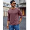 COOFANDY Mens Henley Shirt Long Sleeve Casual Stretch Solid T-Shirts Fashion Pullover Lightweight Fall Tops(Dark Red)
