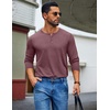COOFANDY Mens Henley Shirt Long Sleeve Casual Stretch Solid T-Shirts Fashion Pullover Lightweight Fall Tops(Dark Red)