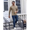 COOFANDY Mens Henley Shirt Long Sleeve Casual Stretch Solid T-Shirts Fashion Pullover Lightweight Fall Tops(Khaki)