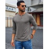 COOFANDY Mens Henley Shirt Long Sleeve Casual Stretch Solid T-Shirts Fashion Pullover Lightweight Fall Tops(Light Grey)