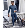 COOFANDY Mens Henley Shirt Long Sleeve Casual Stretch Solid T-Shirts Fashion Pullover Lightweight Fall Tops(Navy)