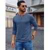 COOFANDY Mens Henley Shirt Long Sleeve Casual Stretch Solid T-Shirts Fashion Pullover Lightweight Fall Tops(Navy)