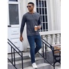 COOFANDY Mens Henley Shirt Long Sleeve Casual Stretch Solid T-Shirts Fashion Pullover Lightweight Fall Tops(Navy Blue)