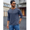 COOFANDY Mens Henley Shirt Long Sleeve Casual Stretch Solid T-Shirts Fashion Pullover Lightweight Fall Tops(Navy Blue)