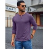COOFANDY Mens Henley Shirt Long Sleeve Casual Stretch Solid T-Shirts Fashion Pullover Lightweight Fall Tops(Purple)