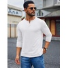 COOFANDY Mens Henley Shirt Long Sleeve Casual Stretch Solid T-Shirts Fashion Pullover Lightweight Fall Tops(White)