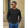 COOFANDY Men’s Long Sleeve Tee Shirts Crew Neck T-Shirt Casual Pullover Basic Tees Soft Stretch Tshirts(Black&dark Blue)