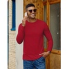 COOFANDY Men’s Long Sleeve Tee Shirts Crew Neck T-Shirt Casual Pullover Basic Tees Soft Stretch Tshirts(Red)