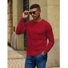 COOFANDY Men’s Long Sleeve Tee Shirts Crew Neck T-Shirt Casual Pullover Basic Tees Soft Stretch Tshirts(Red)