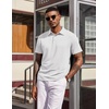 COOFANDY Mens Polo Shirts Short Sleeve Casual Summer Polo Tee Collared Tops | Button Collar,Soft Fabric,Casual Stylish,Classic Basic,Lightweight,Summer,Fashion,Golf(White)