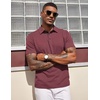 COOFANDY Mens Polo Shirts Short Sleeve Casual Summer Polo Tee Collared Tops | Button Collar,Soft Fabric,Casual Stylish,Classic Basic,Lightweight,Summer,Fashion,Golf(Dark Red)