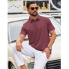 COOFANDY Mens Polo Shirts Short Sleeve Casual Summer Polo Tee Collared Tops | Button Collar,Soft Fabric,Casual Stylish,Classic Basic,Lightweight,Summer,Fashion,Golf(Dark Red)