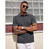 COOFANDY Mens Polo Shirts Short Sleeve Casual Summer Polo Tee Collared Tops | Button Collar,Soft Fabric,Casual Stylish,Classic Basic,Lightweight,Summer,Fashion,Golf(Dark Grey)