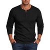 COOFANDY Mens Henley Shirt Long Sleeve Casual Stretch Solid T-Shirts Fashion Pullover Lightweight Fall Tops(Black)