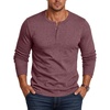 COOFANDY Mens Henley Shirt Long Sleeve Casual Stretch Solid T-Shirts Fashion Pullover Lightweight Fall Tops(Dark Red)
